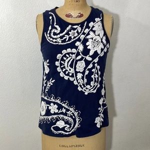 Lucky Brand embroidered sleeveless blouse